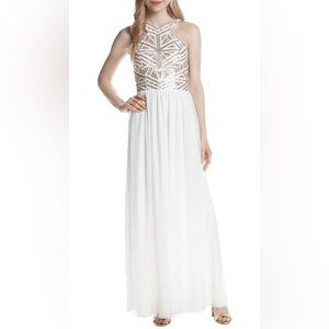 White and gold long gown